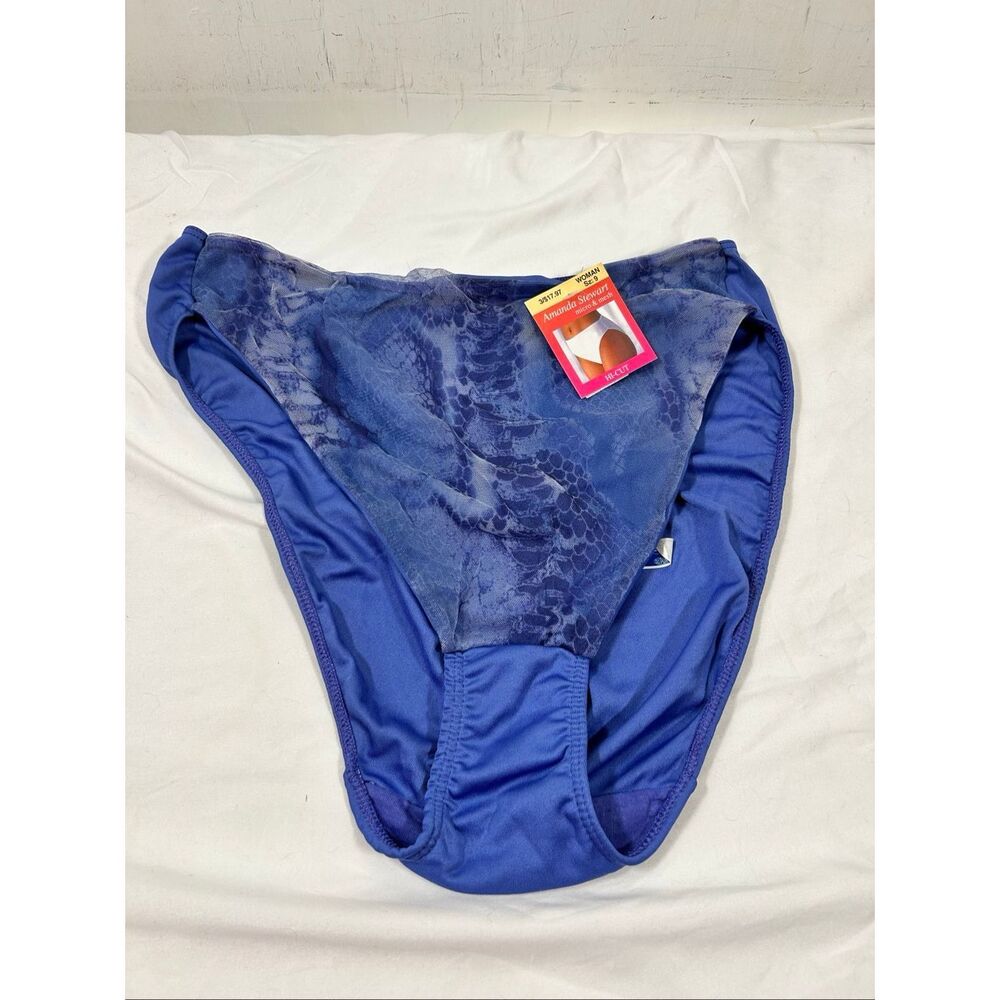 Amanda Stewart size 9 micro mesh hi cut panties indigo new‎